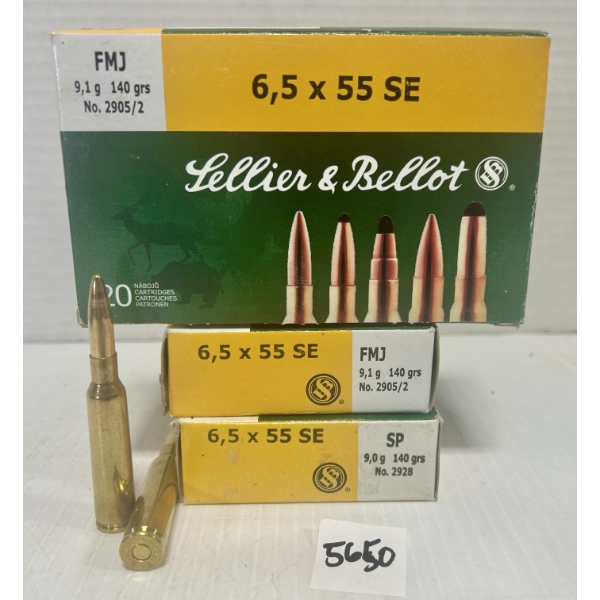 AMMO: 60X S&B 6.5X55 SWED 140GR. FMJ 
