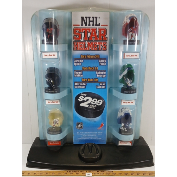 MCDONALD'S NHL STAR HELMETS PLASTIC DISPLAY