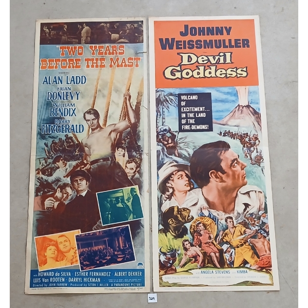 LOT OF 2 - 1945 "TWO YEARS BEFORE THE MAST" & 1955 "DEVIL GODDESS" MOVIE POSTERS