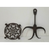 Image 2 : LOT OF 2 - CAST IRON TRIVET & TONGS