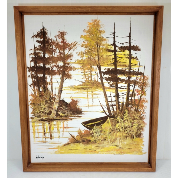 CANOE BY RUDOLPHO - FRAMED ACRYLIC ON BOARD