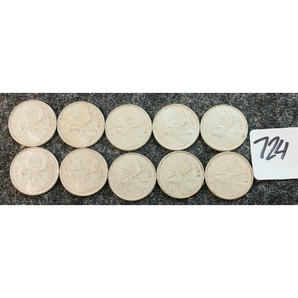 LOT OF 10 - 1968 CDN 25 CENT COINS