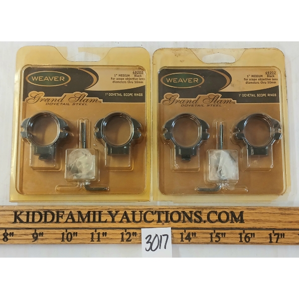 LOT OF 2 - WEAVER SCOPE RINGS - 1IN MED DOVETAIL