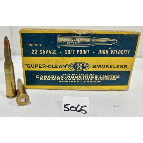 AMMO: 20X CIL .22 SAVAGE HP - 70 GR SP
