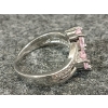 Image 4 : PLATINUM PLATED DOUBLE PINK HEART CUT SIMULATED DIAMOND (CZ) RING