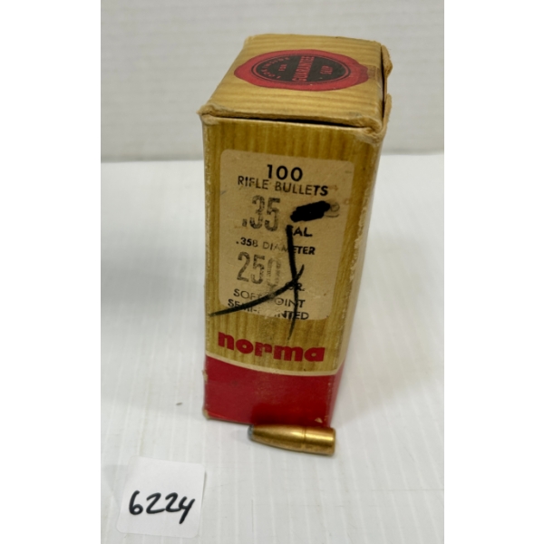 BULLETS: APPROX 90X NORMA .35 CAL (.358" DIA) 250 GR SP