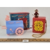 LOT OF 2 - KNICKERBOCKER PLASTIC MUSICAL HURDY GURDY & WIND UP MONKEY MUSIC BOXES 