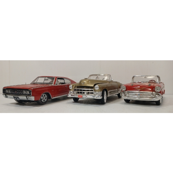 LOT OF 3 - AUTHENTICS / ERTL / ROAD LEGENDS DIECAST MODELS - '66 DODGE CHARGE & '57 CHEVY BEL AIR