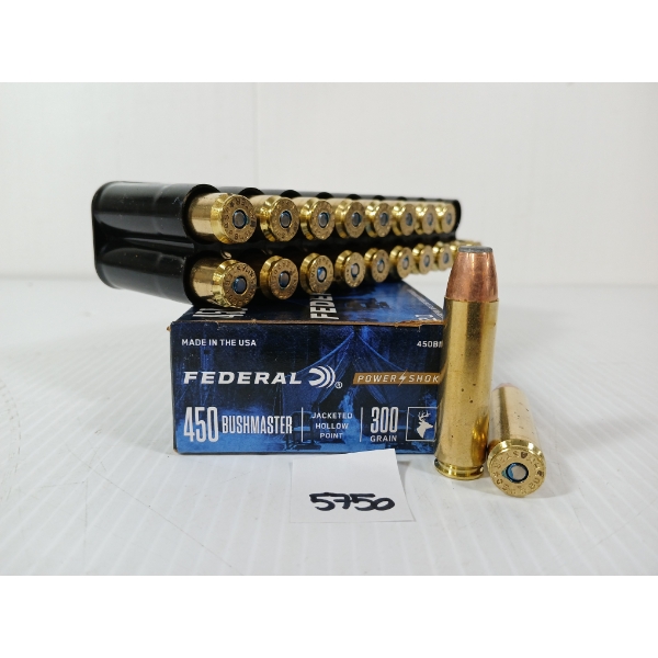 AMMO: 20X FEDERAL POWER SHOK .450 BUSHMASTER - 300GR - JHP