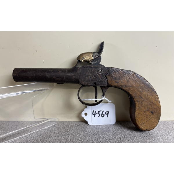 UNKNOWN ANTIQUE PERCUSSION PISTOL IN APPROX .415 BP