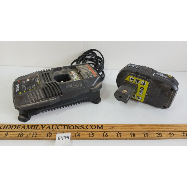 LOT OF 2 - RYOBI 18V BATTERY PACK & CHARGER