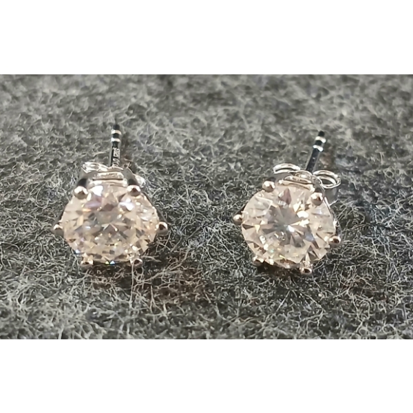 PAIR OF STERLING & MOISSANITE EARRINGS W/ CERTIFICATE