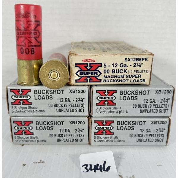 AMMO: 25X WINCHESTER 12 GA 2-3/4IN NO.00 BUCKSHOT 