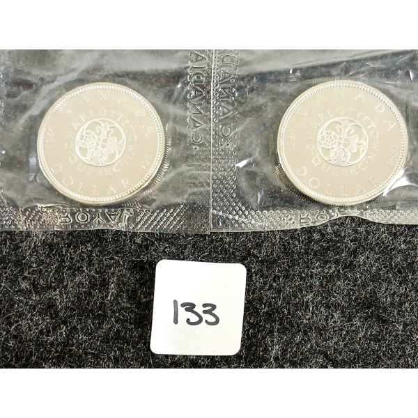  LOT OF 2 - 1964 CDN SILVER DOLLARS - CHARLOTTETOWN