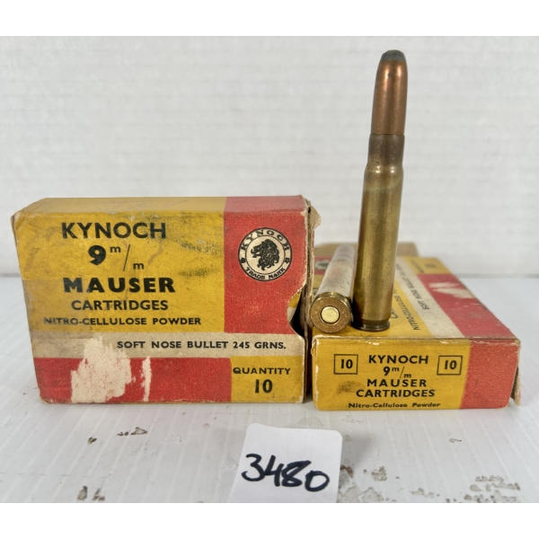 AMMO: 20X KYNOCH 9MM MAUSER 245GR. SP 