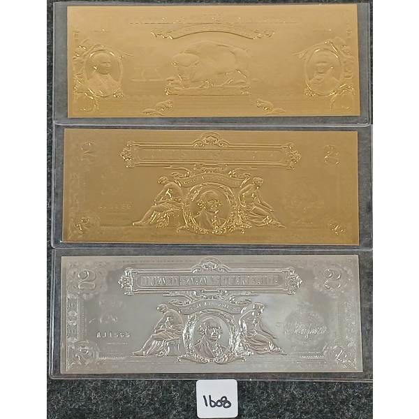 LOT OF 3 - US $2 & 10 COLLECTIBLE BANKNOTES - COPY