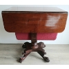 Image 4 : DROP LEAF SEWING STAND WITH WORK BAG - MAHOGANY - C. MID - LATE 1800s