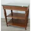 WALNUT FRENCH ART NOUVEAU SIDE TABLE W/ GLASS TOP