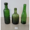 LOT OF 3 - GREEN TINT EMBOSSED BOTTLES - INCL SODA WATER, MASON BEVERAGES, ETC.