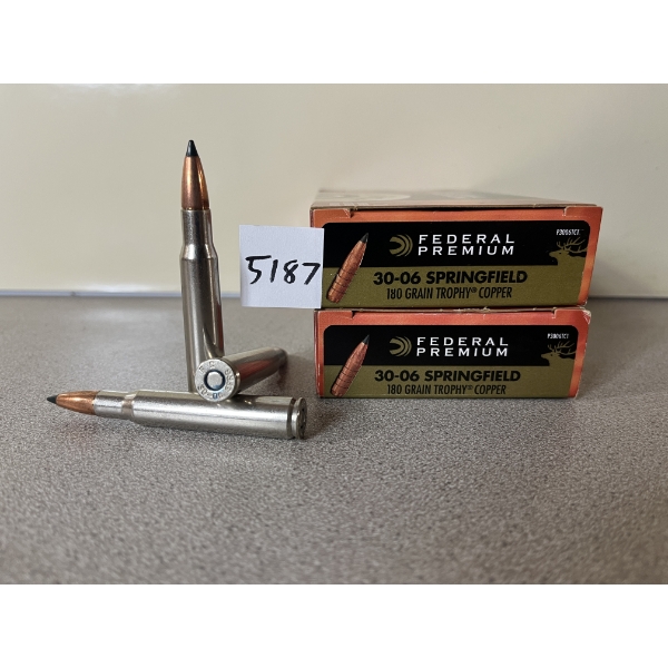 AMMO: 40X FEDERAL .30-06 180GR. TROPHY COPPER 