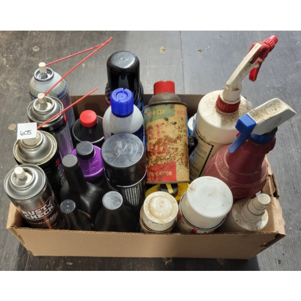 JOB LOT - RUST CHECK, GLASS & BRAKE CLEANER, BRAKE FLUID, ETC