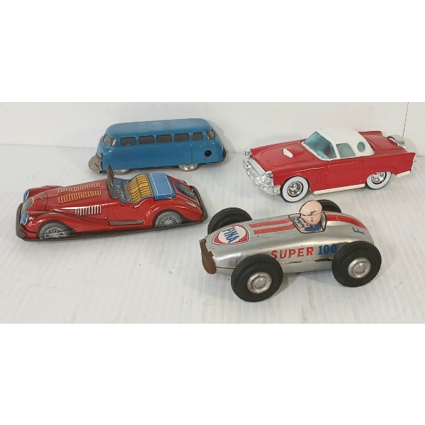LOT OF 4 - TOY CARS INCL SCHUCO & BUDDY L
