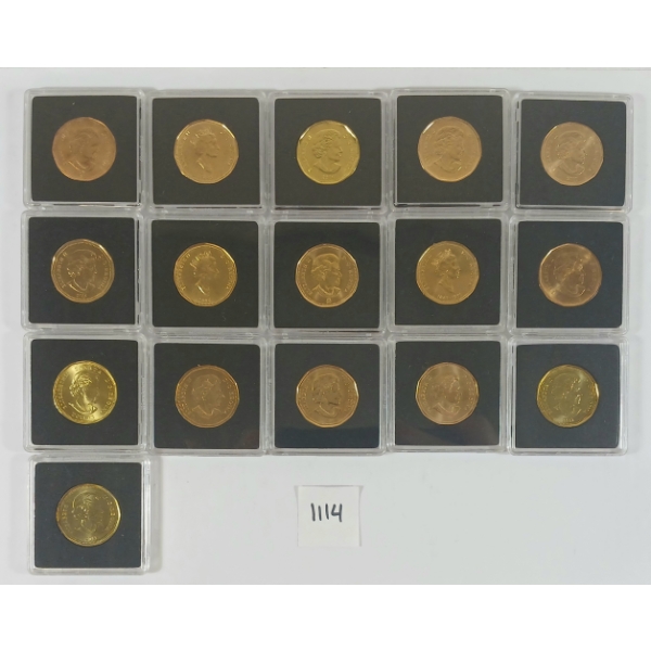 LOT OF 16 - 1992 - 2016 CDN $1 COINS