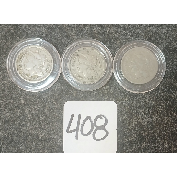 LOT OF 3 - 1865-1867 U.S. TRIME COINS