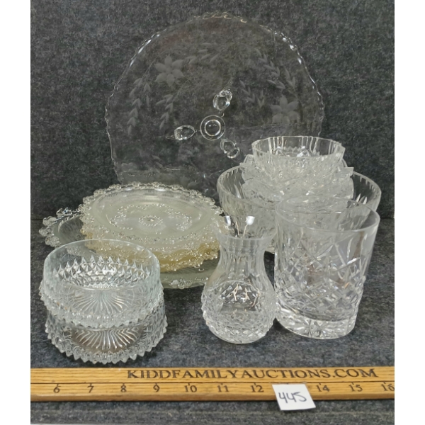 JOB LOT - CUT GLASS / CRYSTAL DISHES - INCL MINT DISHES & CAKE PLATE