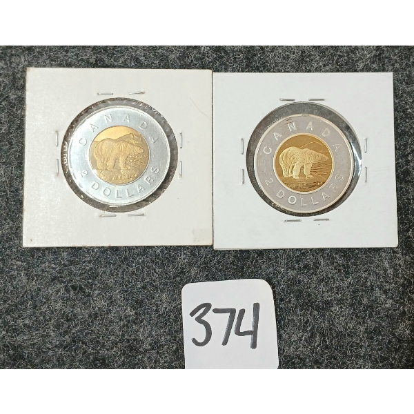 LOT OF 2 - 1996 & 2000 CDN $2 COINS