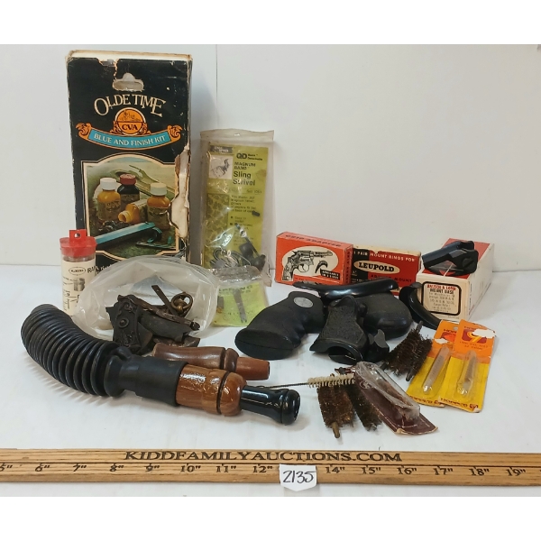 JOB LOT - OLDE TIME BLUE & FINISH KIT, CLEANING TOOLS, MISC PARTS, GRIPS, ETC
