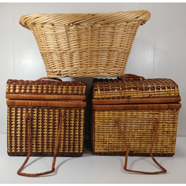 LOT OF 3 - WICKER BASKETS