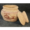 Image 1 : LIDDED GRASS BASKET W/ HELICOPTER PATTERN