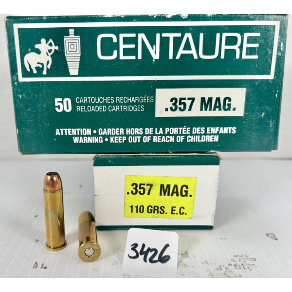 AMMO: 100X CENTAURE .357 MAG 110GR. FMJ 
