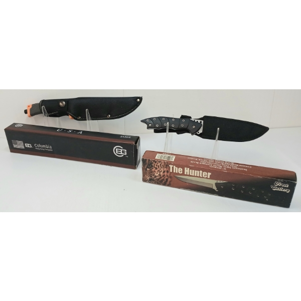 LOT OF 2 - FROST CUTLERY THE HUNTER KNIFE & COLUMBIA SABER W/ SHEATHS