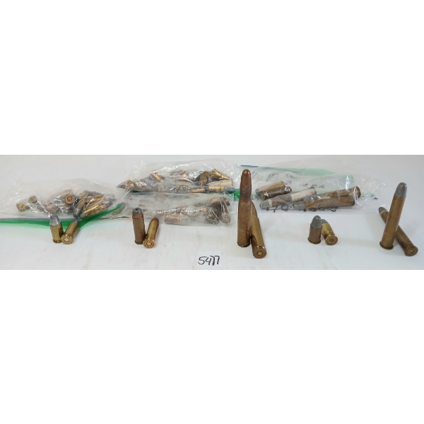 AMMO / BRASS: 59X MIXED - .45AUTO, .455, .450ELEY, .44REM MAG, .404KYNOCH & .40-70SHAPRS