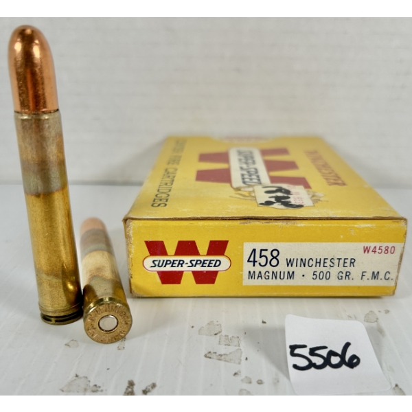 AMMO: 18X WINCHESTER .458 WIN MAG - 500 GR FMJ
