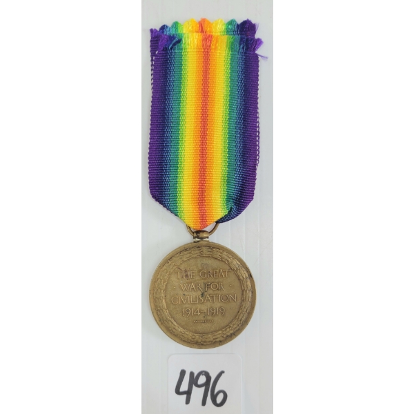 WWI VICTORY MEDAL - 2329855 PTE. A.G. BELLIVEAU C.F.C.