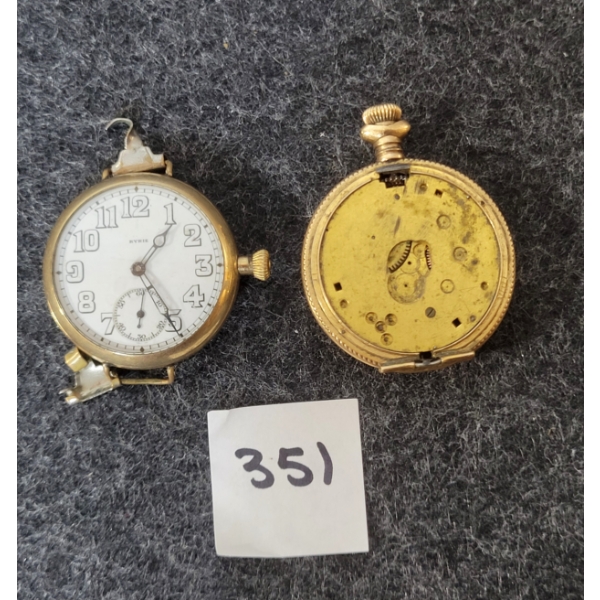 LOT OF 2 -   RYRIE "ST JAMES" GOLD FILLED WRISTWATCH FACE & NEW ENGLAND "QUEEN MAB" WATCH PART