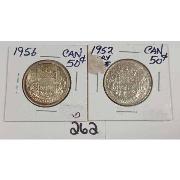 LOT OF 2 - 1952 & 1956 CDN 50 CENT PCS