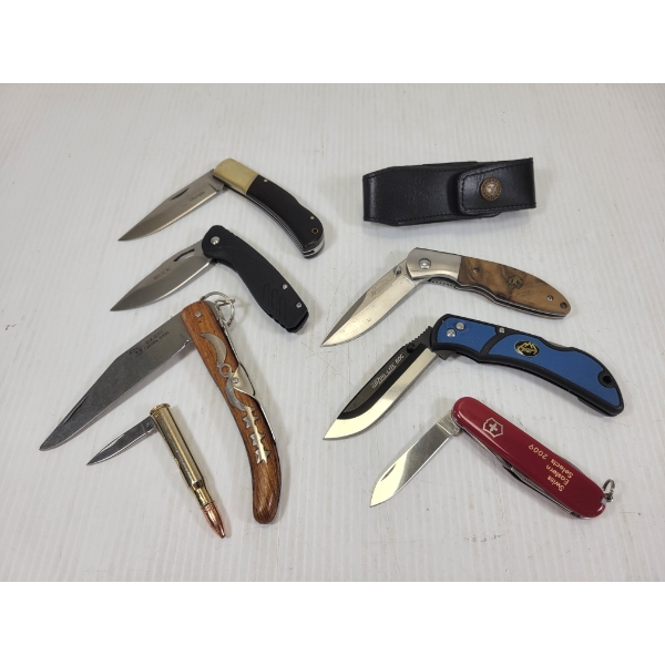 LOT OF 7 - FOLDING KNIVES - INCL BUCK & OKAPI, ETC