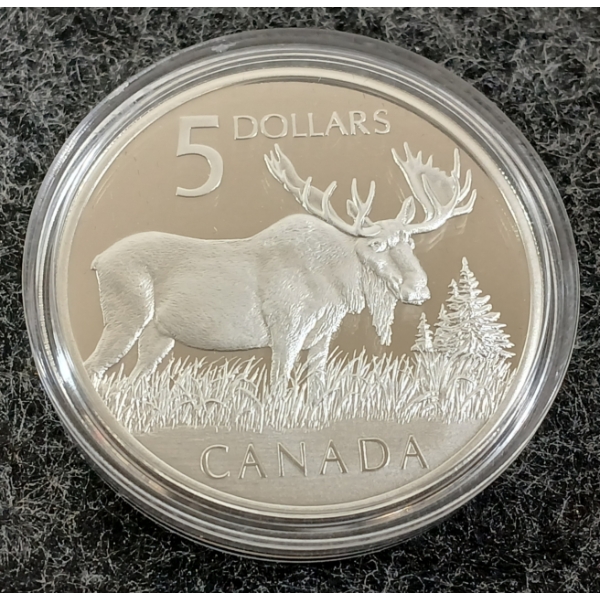2004 RCM $5 FINE SILVER COIN & STAMP SET - THE MAJESTIC MOOSE 