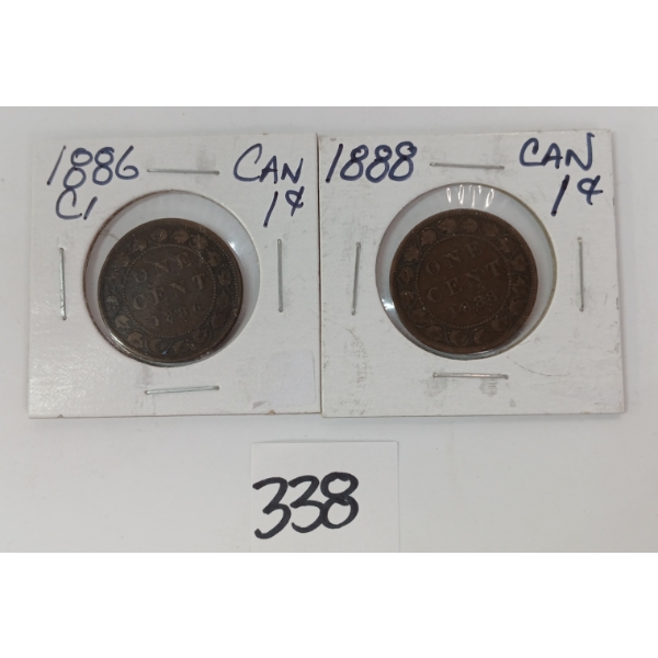 LOT OF 2 - 1886 & '88 CDN LARGE CENTS