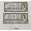 LOT OF 2 - 1954 CDN $5 BANKNOTES