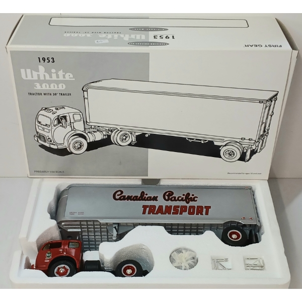 FIRST GEAR 1953 WHITE 3000 TRACTOR W/ 30' TRAILER DIECAST MODEL