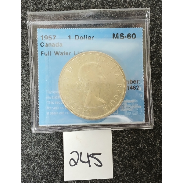 1957 CDN SILVER $1 COIN - CCCS GRADED
