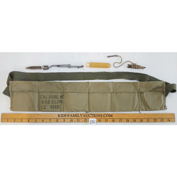 LOT OF 4 - BREDA M1 GARAND .30-06CAL CLEANING TOOLS & M2 8RD CLIPS BELT