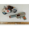Image 1 : LOT OF 2 - T.T. & E.D. TIN RAY GUN & MOTORCYCLIST