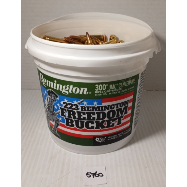 AMMO: APPROX 300X REMINGTON .223 REM - 55GR - FMJ - FREEDOM BUCKET 