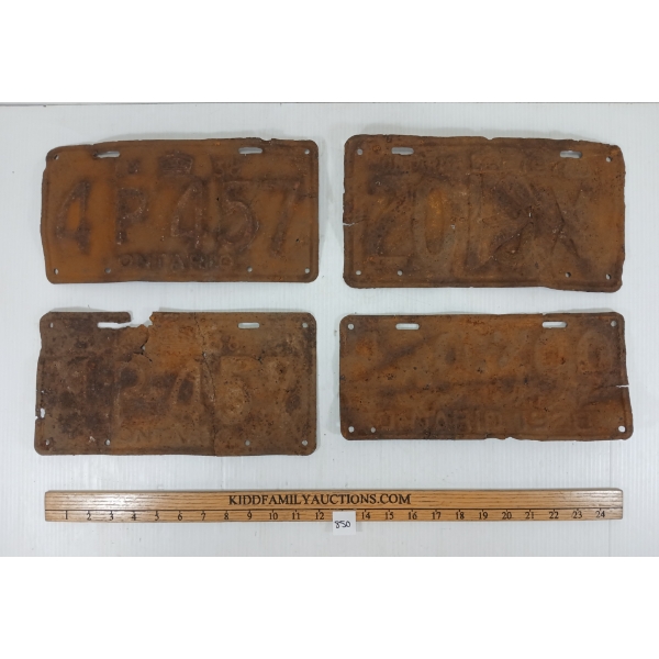 LOT OF 4 - ONTARIO LICENCE PLATES - INCL 1928, 1938 & 1940